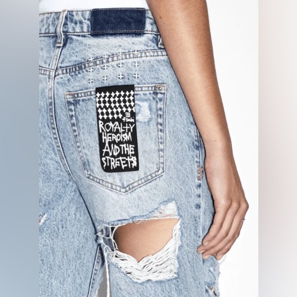 Ksubi Straight Leg Ripped Denim Jeans - Mid Rise - Size 25